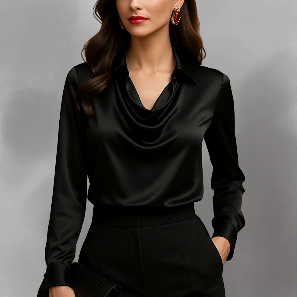 Signy | Elegant blus med draperad hals