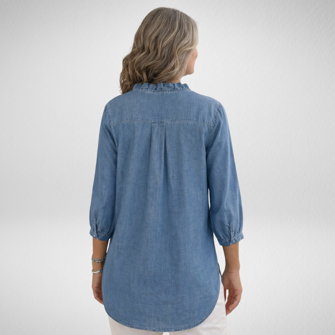 Elvaria™ – Elegant blus med volangdetaljer