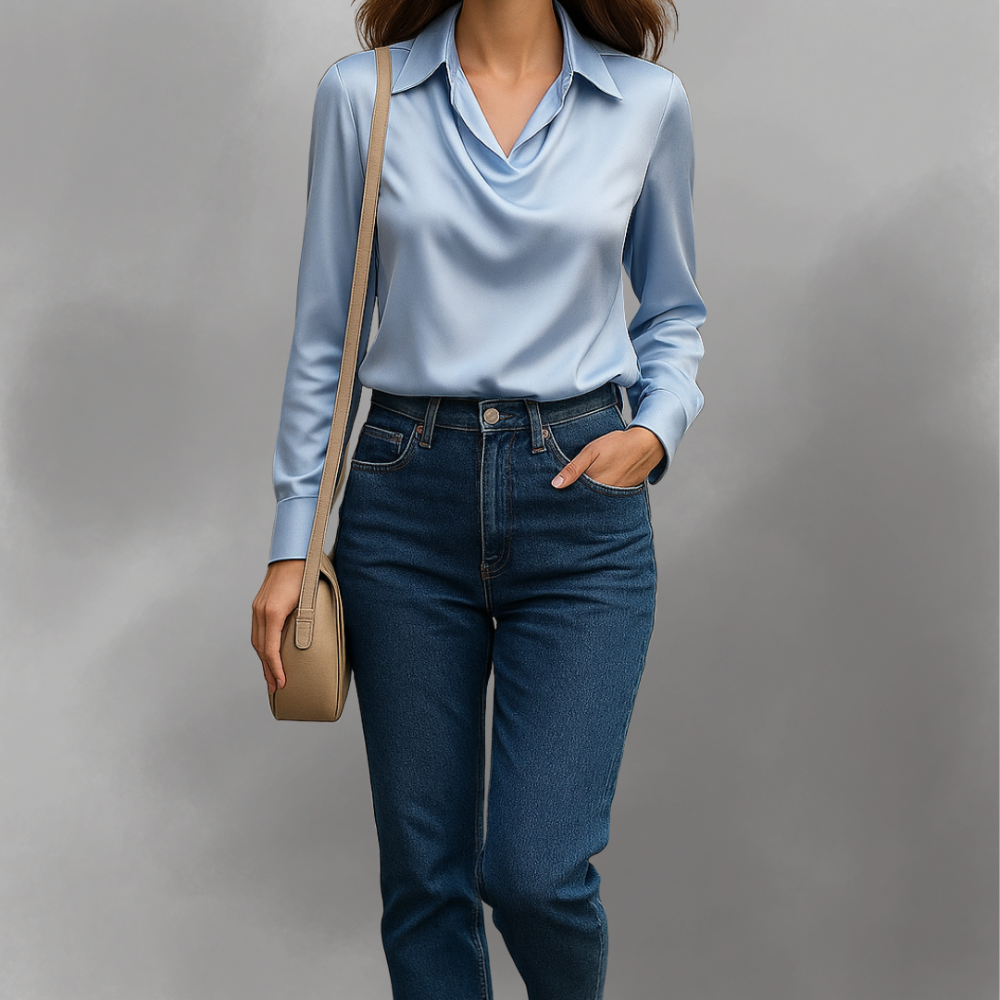 Signy | Elegant blus med draperad hals