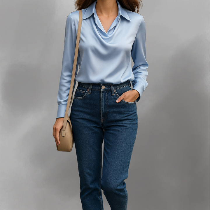 Signy | Elegant blus med draperad hals
