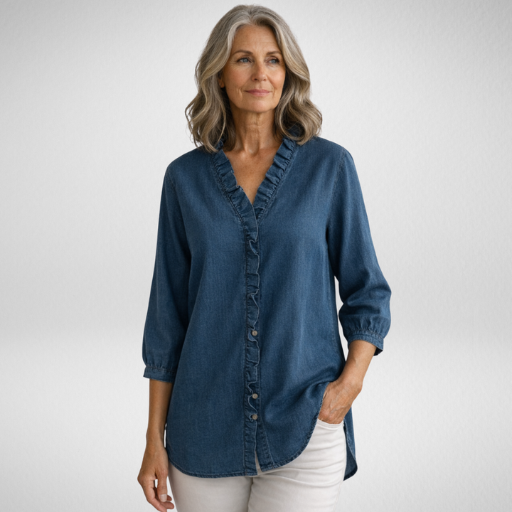 Elvaria™ – Elegant blus med volangdetaljer