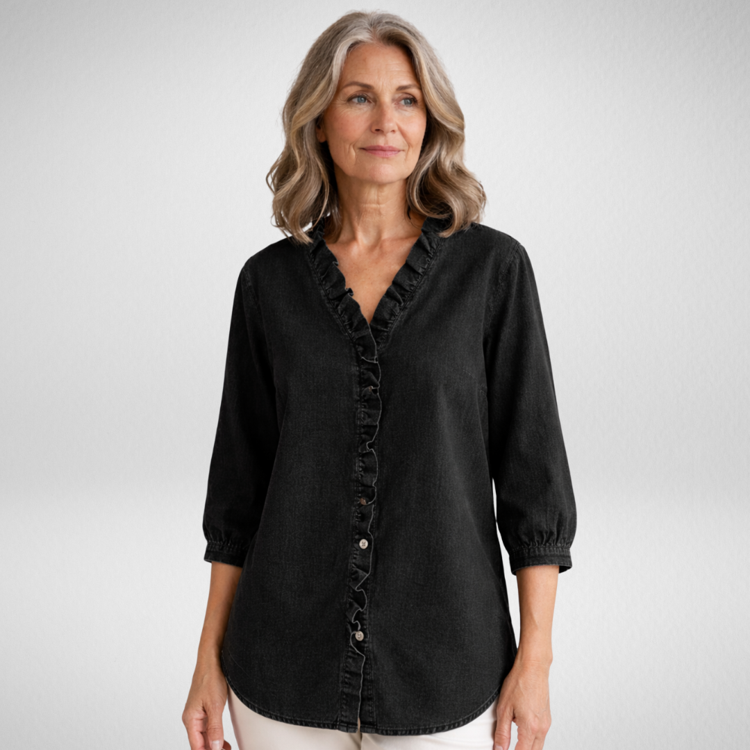 Elvaria™ – Elegant blus med volangdetaljer