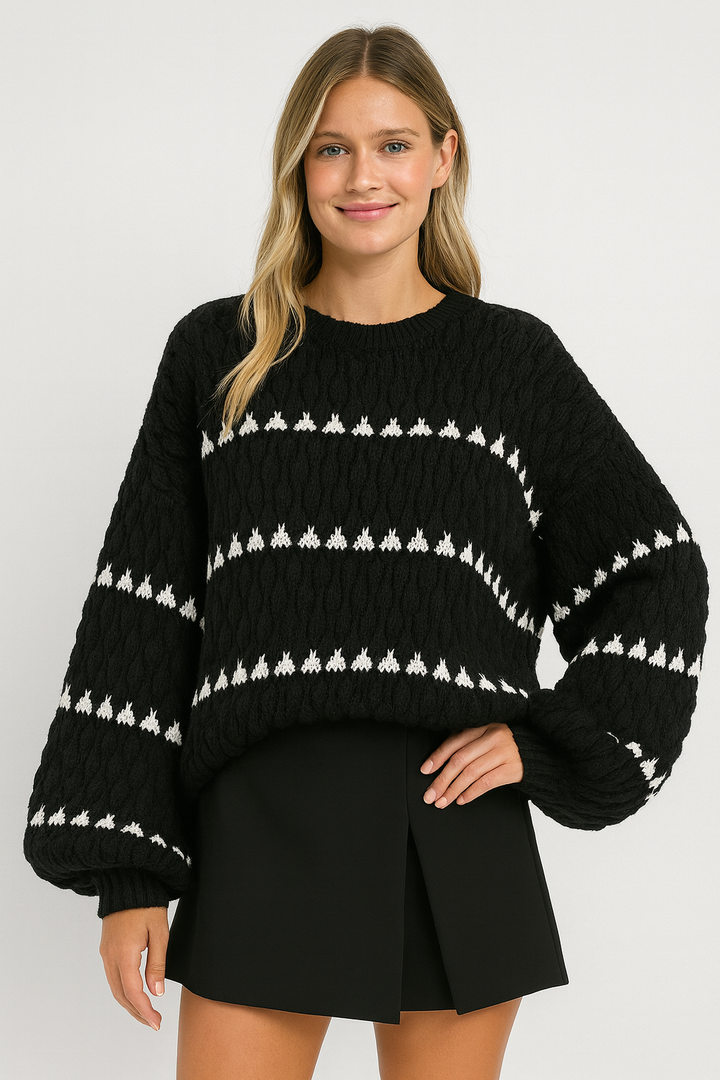 Emilia™ | Stickad tröja med ränder