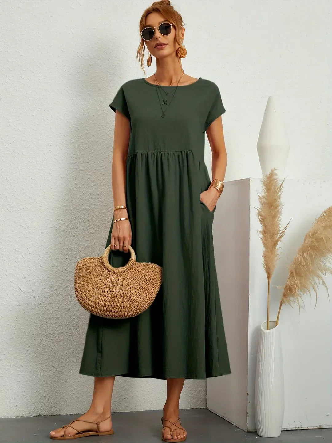 Gabrielle™ — Flytande midi-klänning tidlös elegans