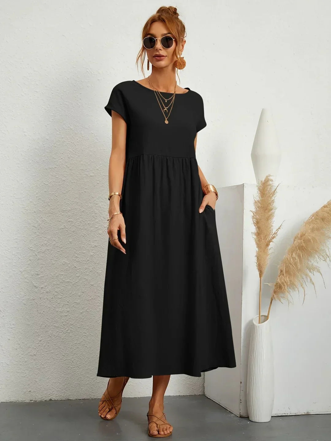 Gabrielle™ — Flytande midi-klänning tidlös elegans