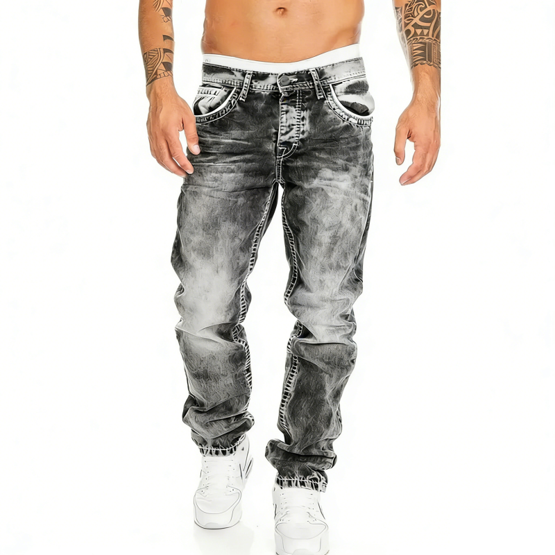 Kreativa stretch-jeans för herrar, minimalistisk stil, perfekt för sommaren