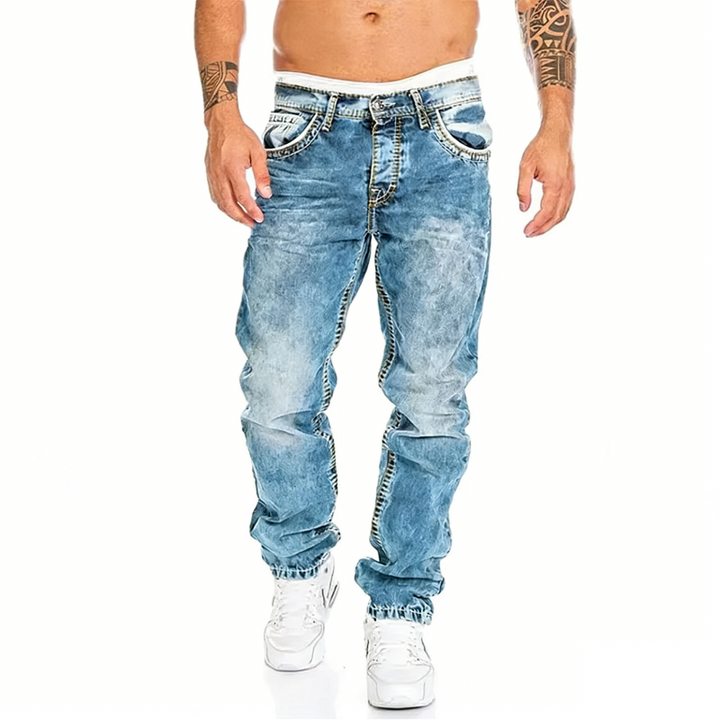 Kreativa stretch-jeans för herrar, minimalistisk stil, perfekt för sommaren