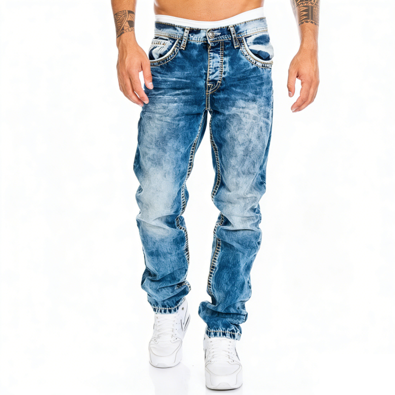 Kreativa stretch-jeans för herrar, minimalistisk stil, perfekt för sommaren