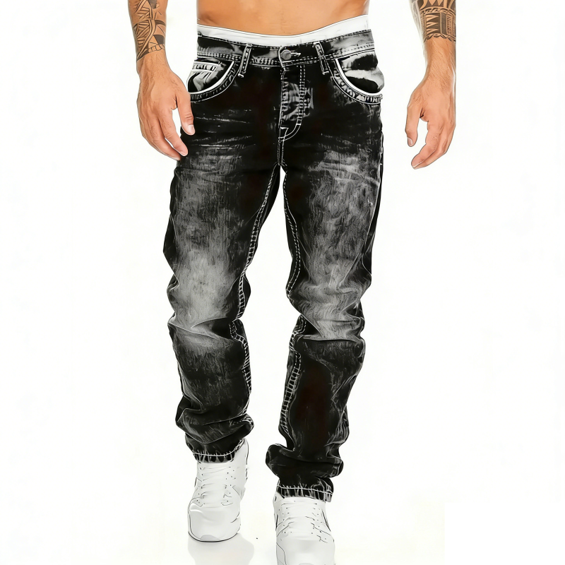 Kreativa stretch-jeans för herrar, minimalistisk stil, perfekt för sommaren
