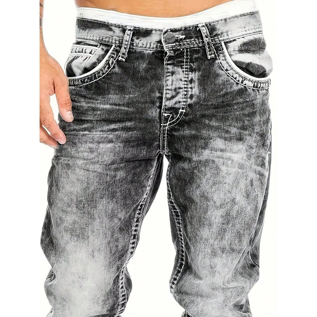 Kreativa stretch-jeans för herrar, minimalistisk stil, perfekt för sommaren