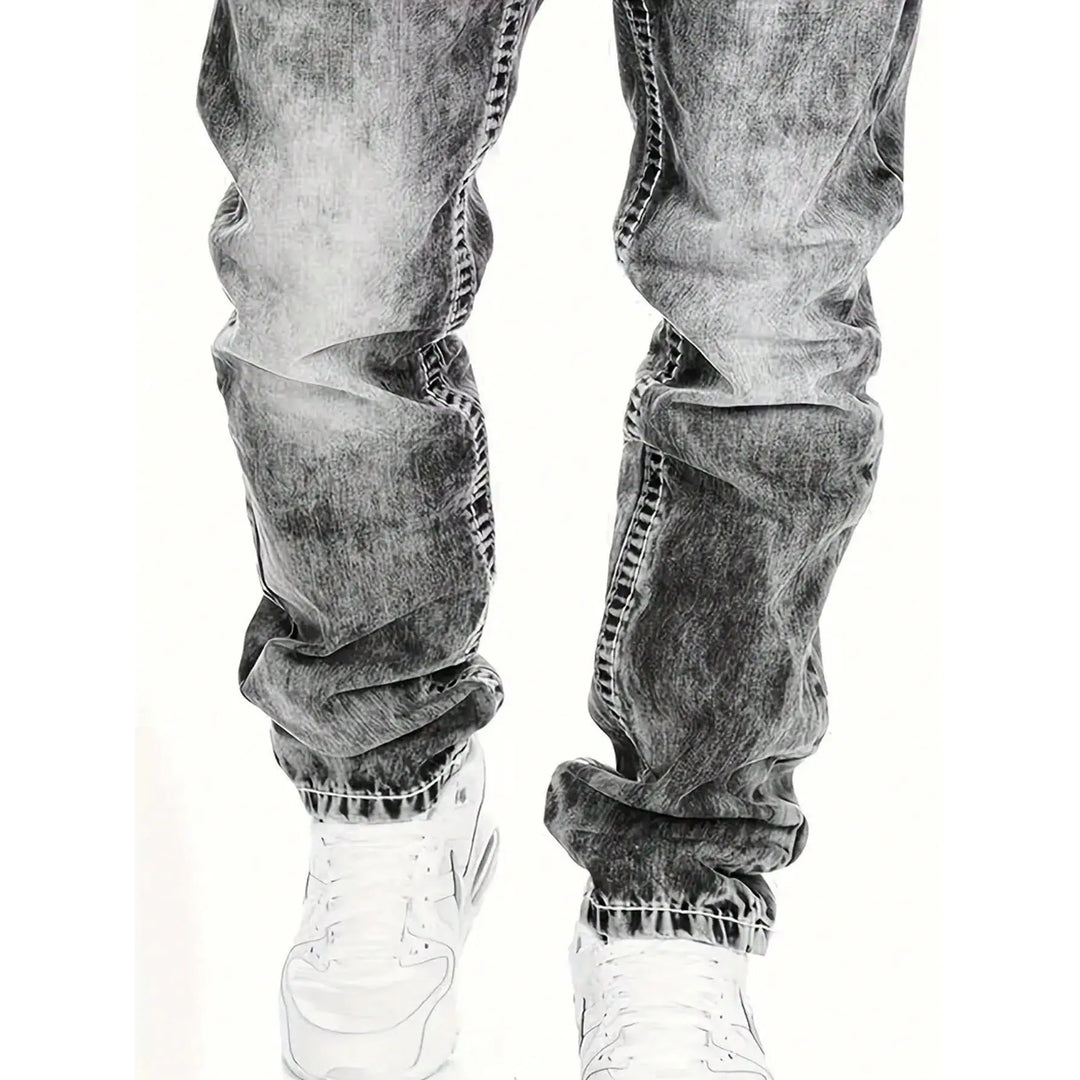 Kreativa stretch-jeans för herrar, minimalistisk stil, perfekt för sommaren